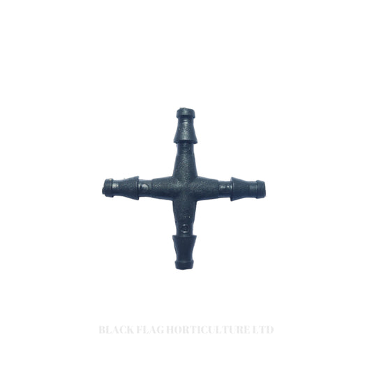 4mm Barb Cross Connector - Irrigation Fitting