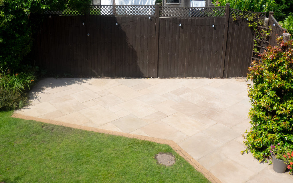 Patio after treatment with Patio Blast – clean slabs, no scrubbing