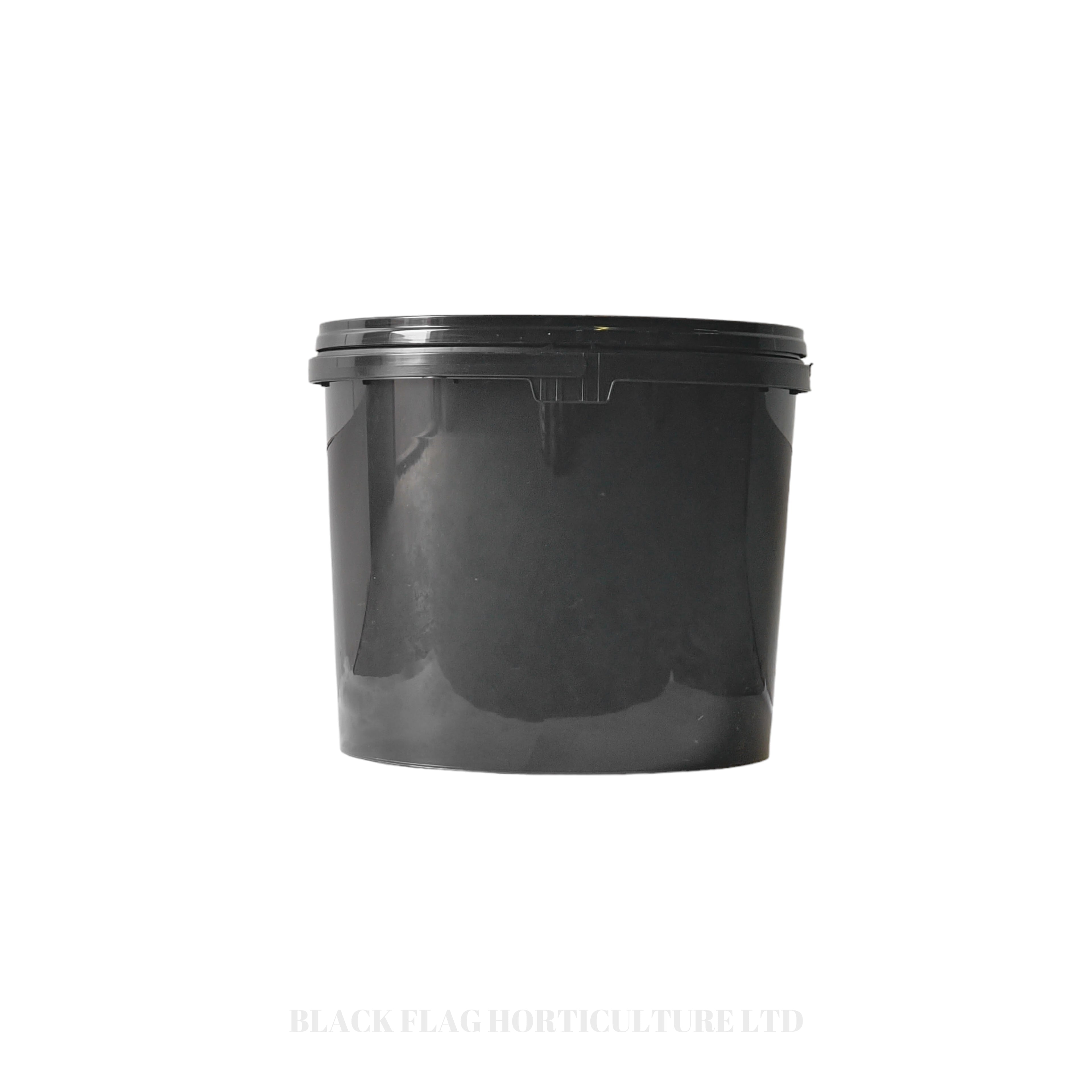 Black Plastic Buckets with Lids - With Handle