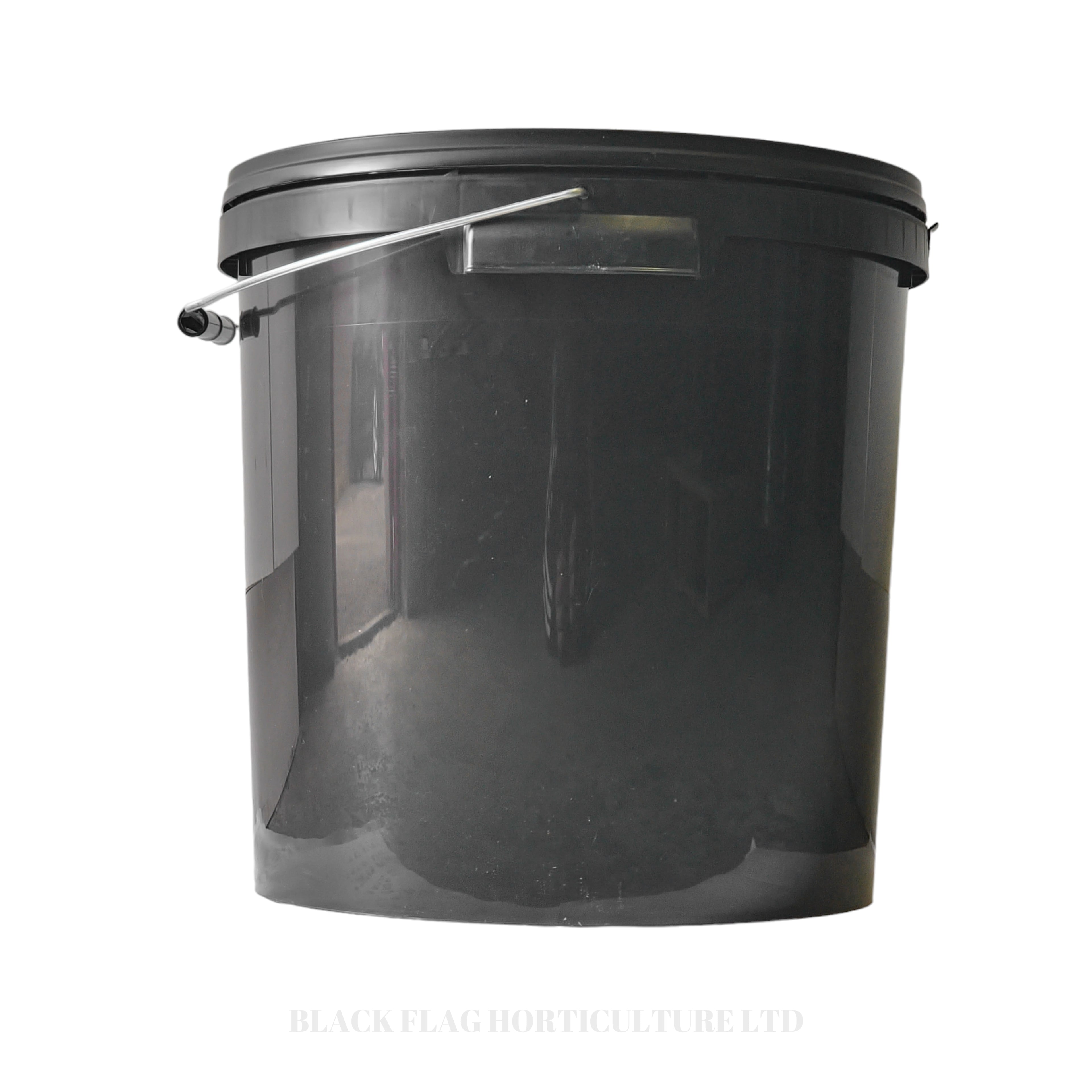 Black Plastic Buckets with Lids - With Handle