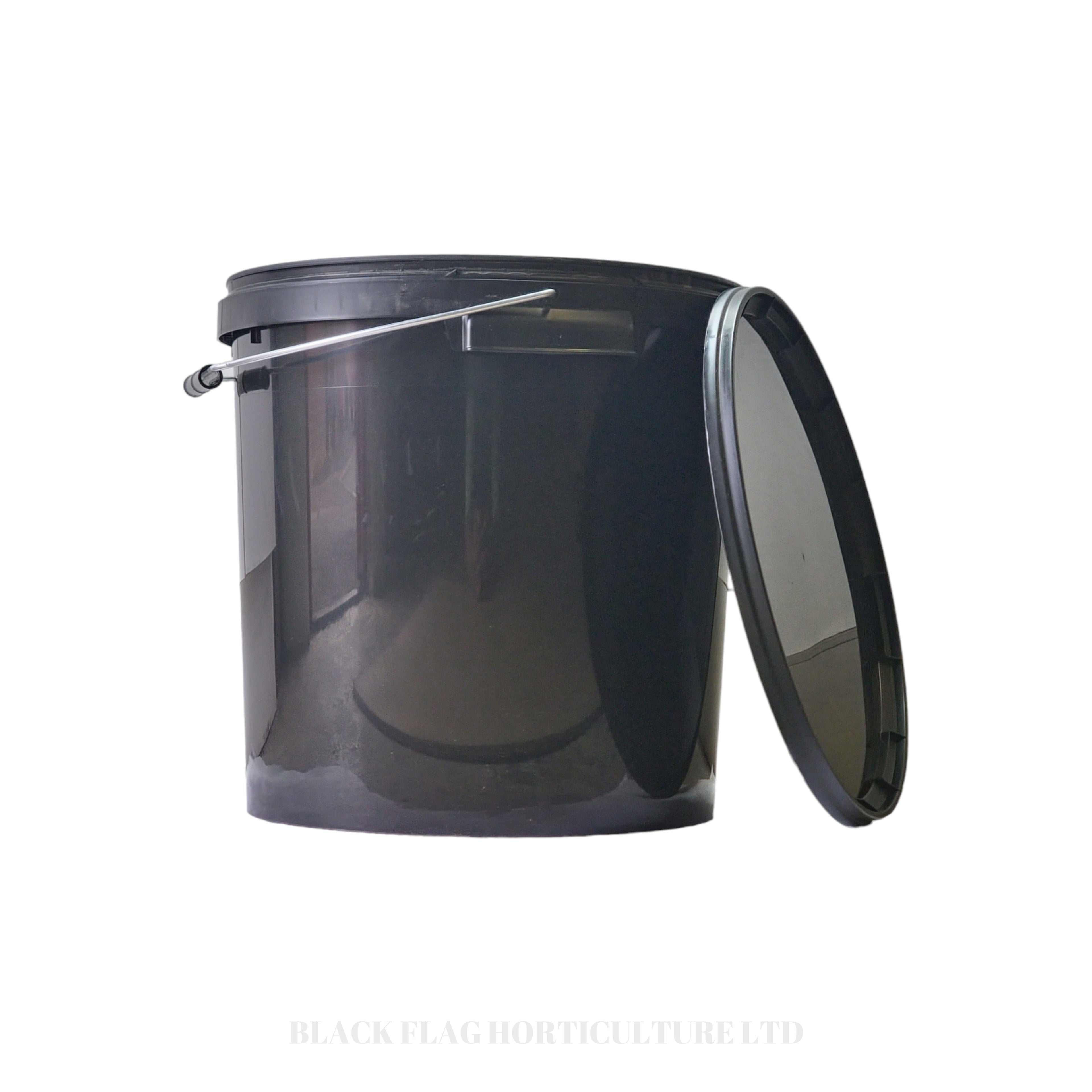 Black Plastic Buckets with Lids - With Handle