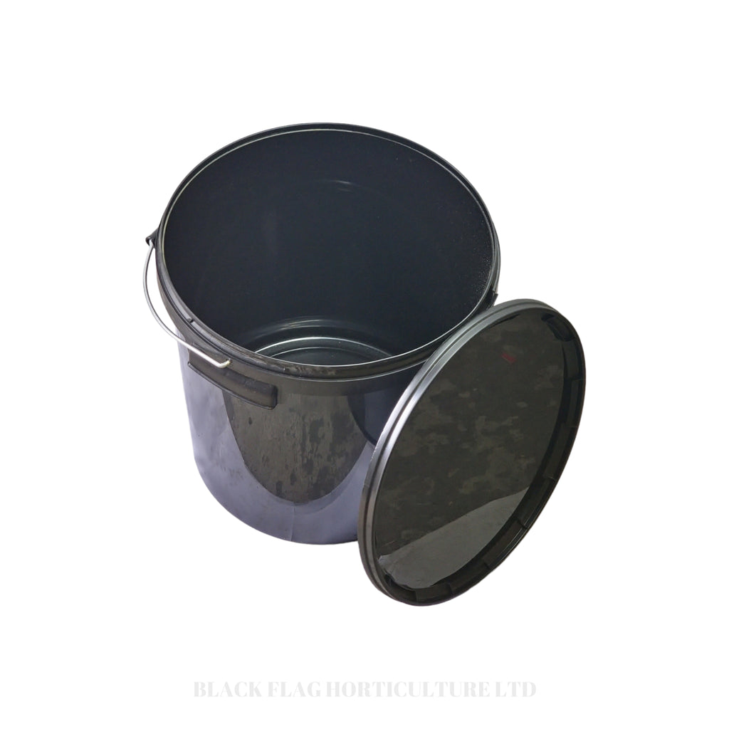 Black Plastic Buckets with Lids - With Handle
