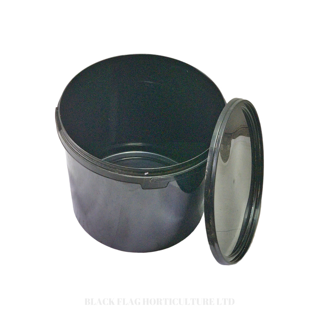 Black Plastic Buckets with Lids - With Handle