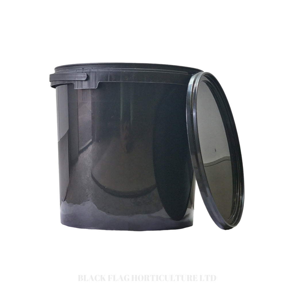 Black Plastic Buckets with Lids - With Handle