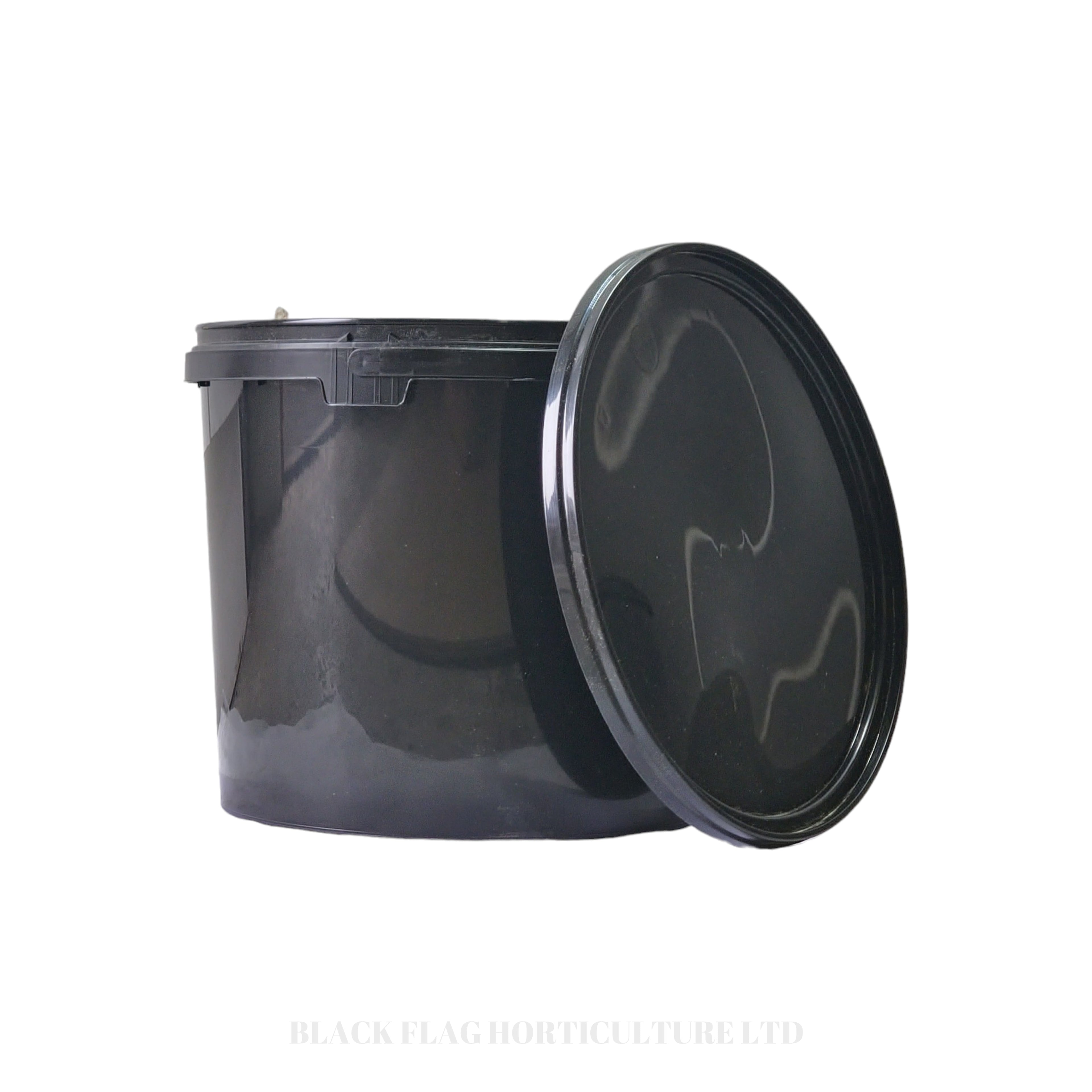 Black Plastic Buckets with Lids - With Handle