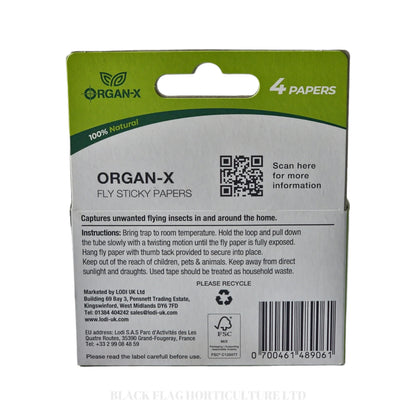 Organ-X - Fly Sticky Paper x 4 (Pest Control)