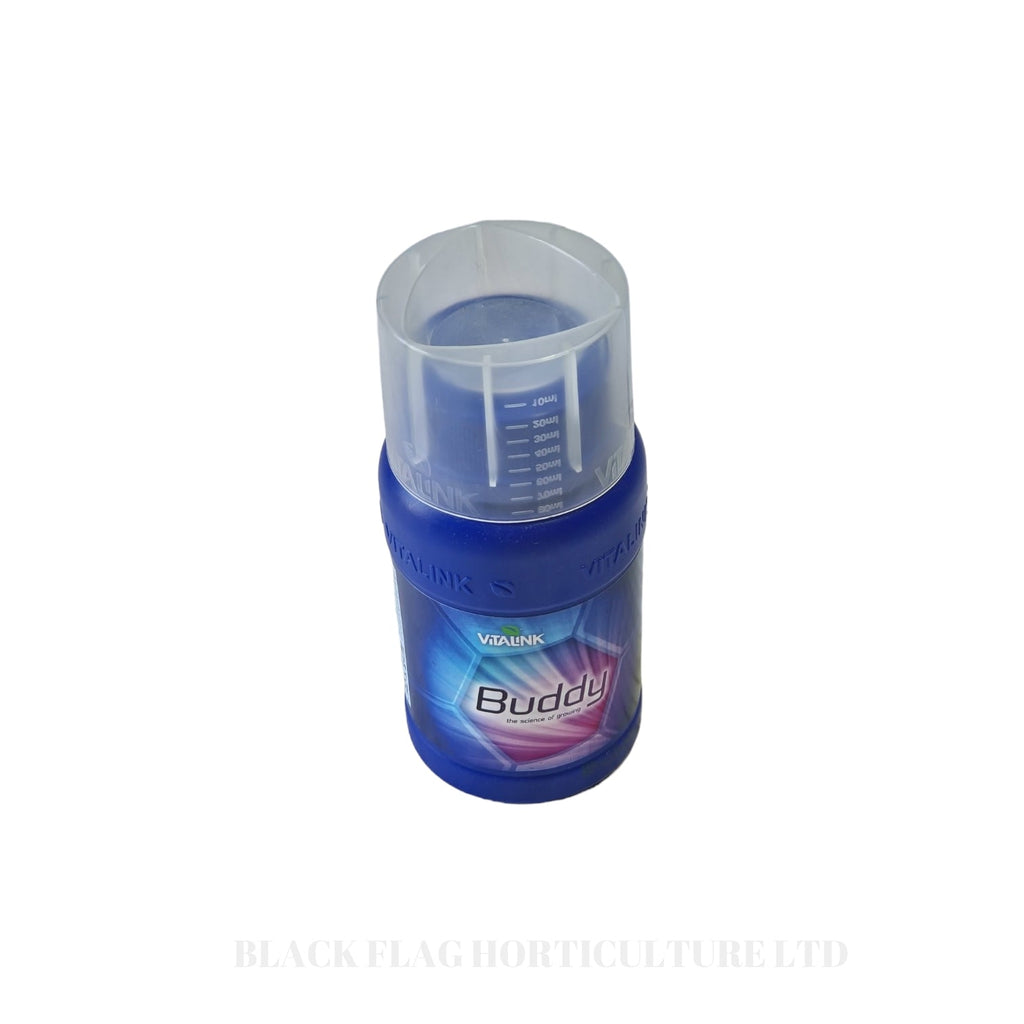 VitaLink Buddy 250ml bottle with measuring cap, angled view