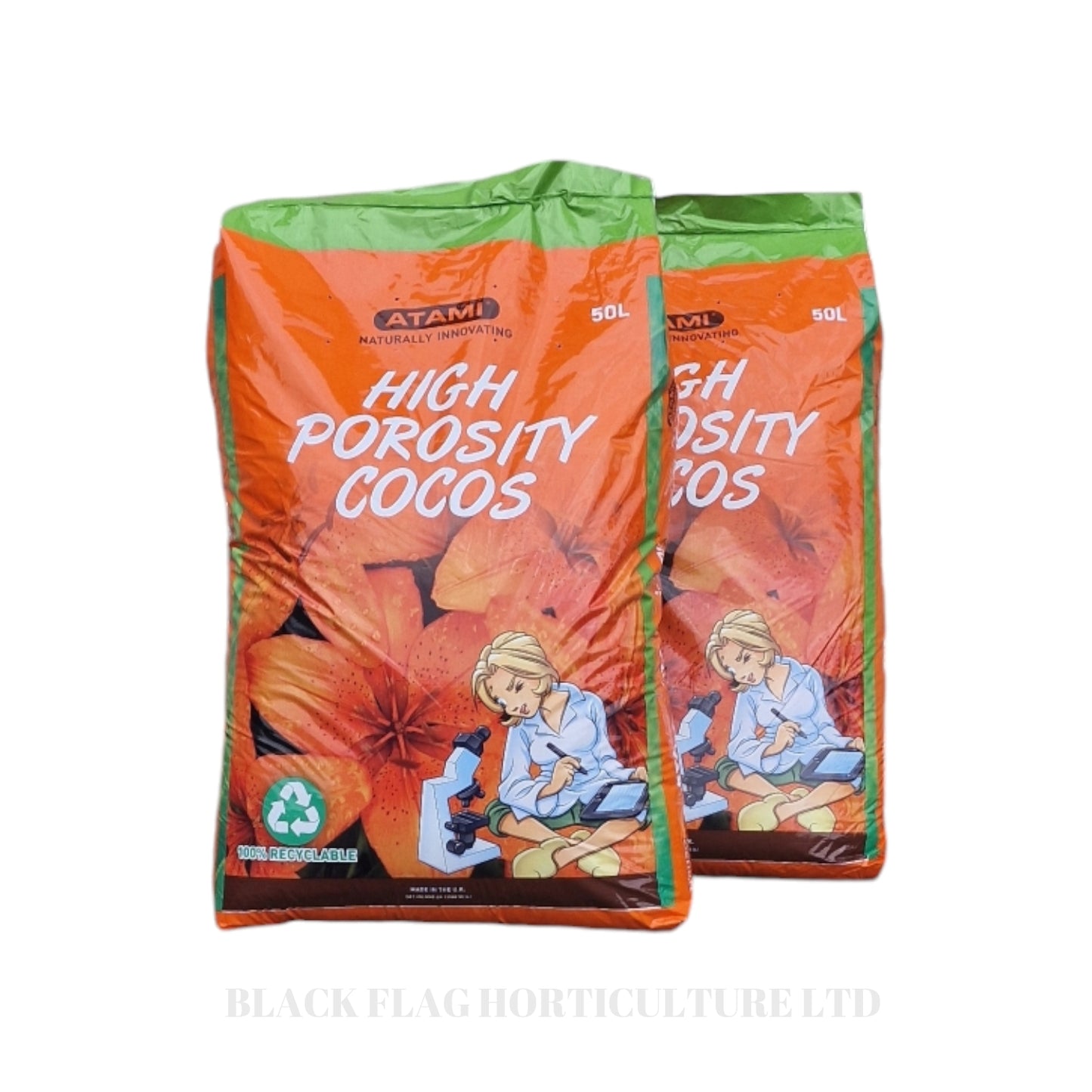 Atami - High Porosity Cocos (50 Litres) X 2 (Premium Coco Coir/Perlite Mix for Vigorous Plant Growth)