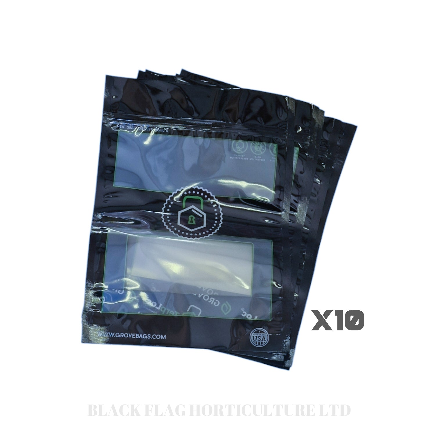Grove Bags x10 Bundle - Windowed Black - Odourless Terploc Technology