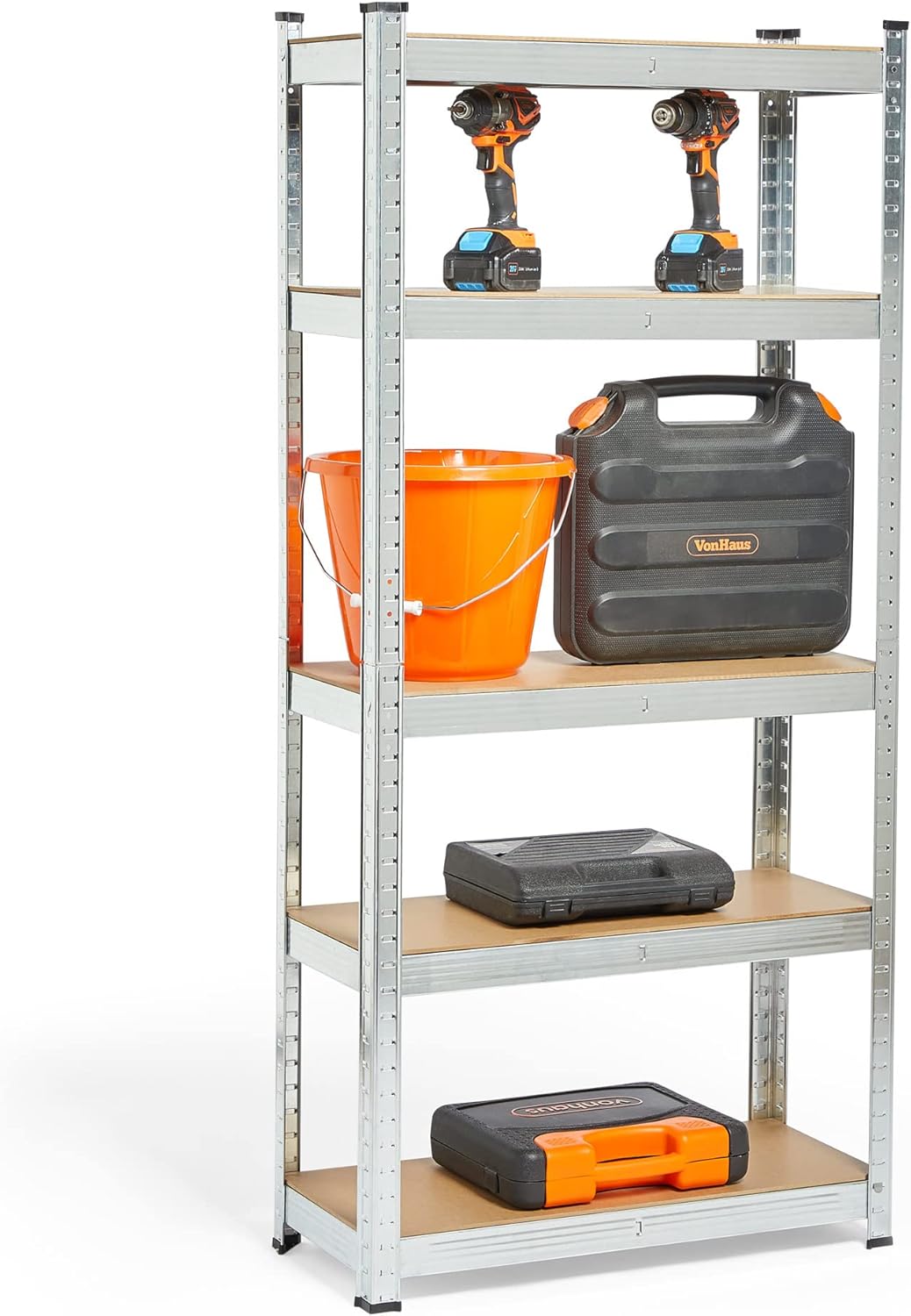VonHaus Garage Shelving Units - Heavy Duty Shelving Unit for Home, Office, Shed and Garage Storage - 5-Tier Shelving Units for Storage, 175kg Capacity Per Shelf - 1.5m Racking Shelving