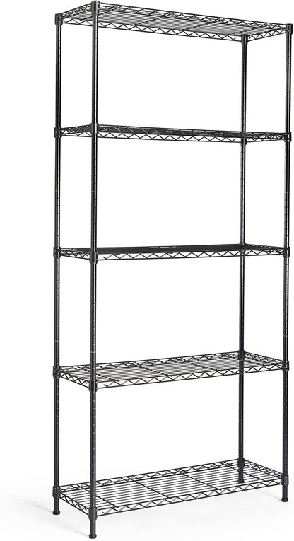 VonHaus - 5 Tier Wire Shelving Unit (Black Powder Coated Metal Shelf)