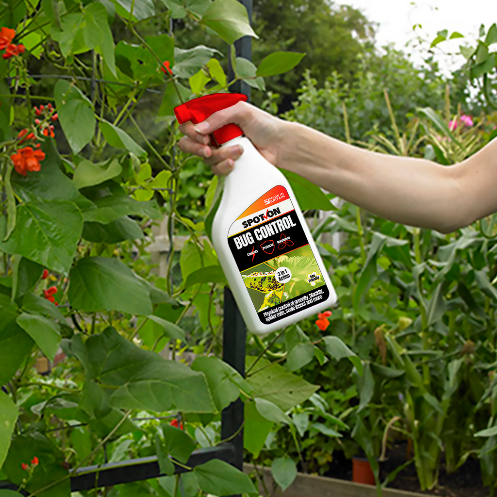 SPOT-ON Bug Control in use in the vegetable garden
