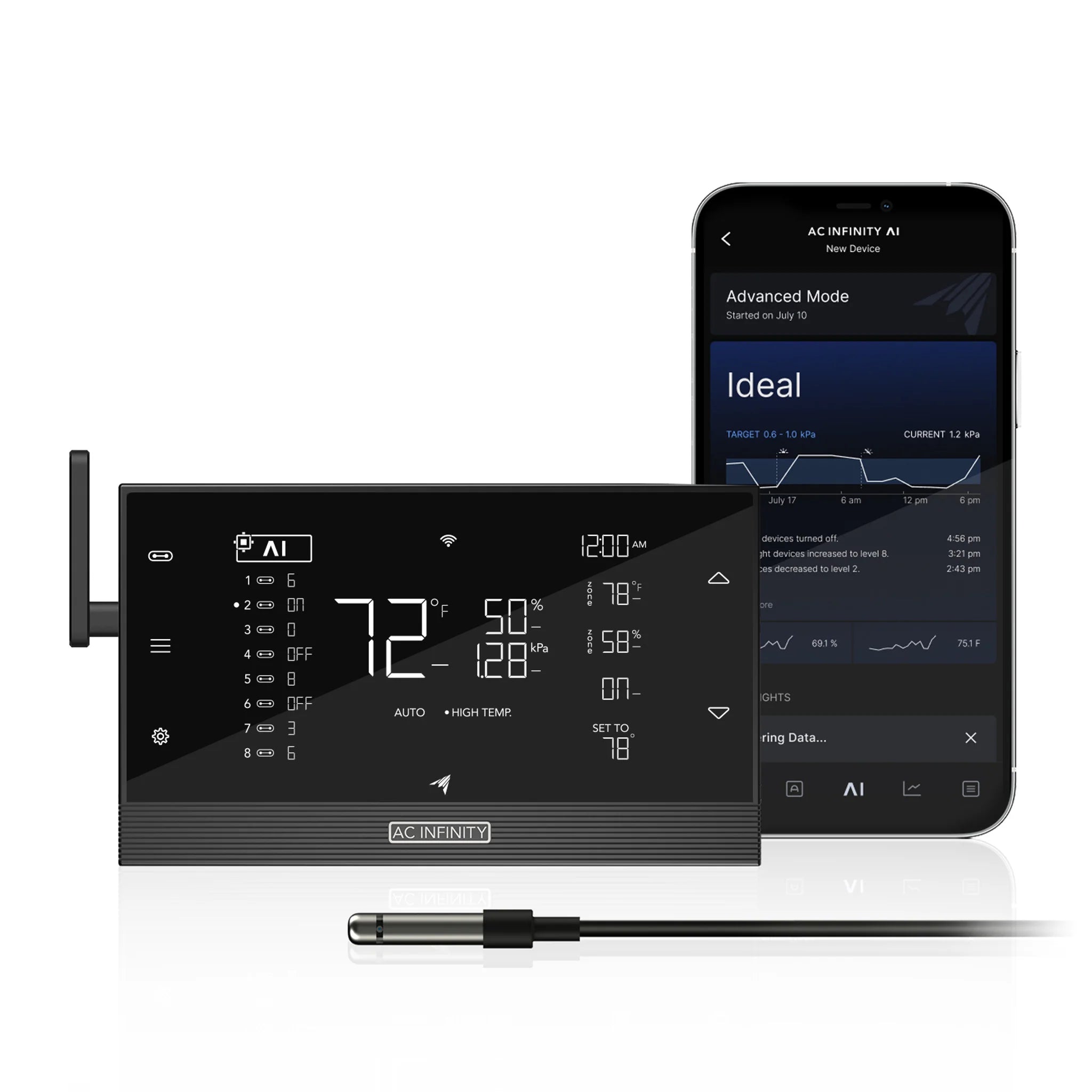 AC Infinity - CONTROLLER AI+ Environmental Controller, AI-Powered Learning and Dynamic Level Adjusting for UIS and Third-Party Devices, Dual-Zone VPD, Temperature and Humidity, Bluetooth + WiFi App