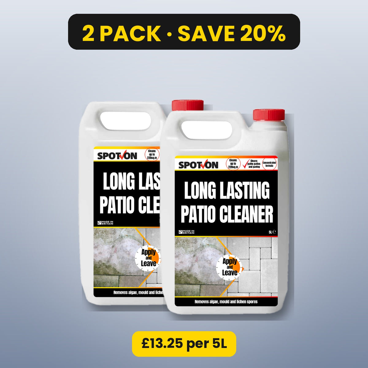 SPOT-ON Long Lasting Patio Cleaner 5L – 2 pack, save 20%