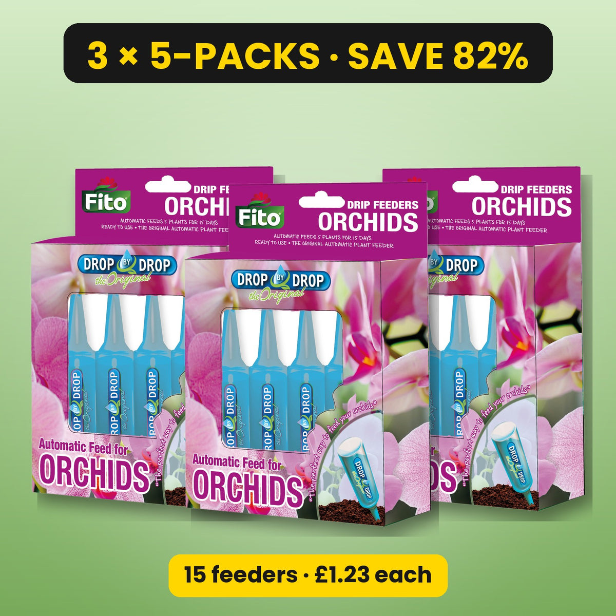 FITO Orchid drip feeders – 3 x 5-packs, save 82%