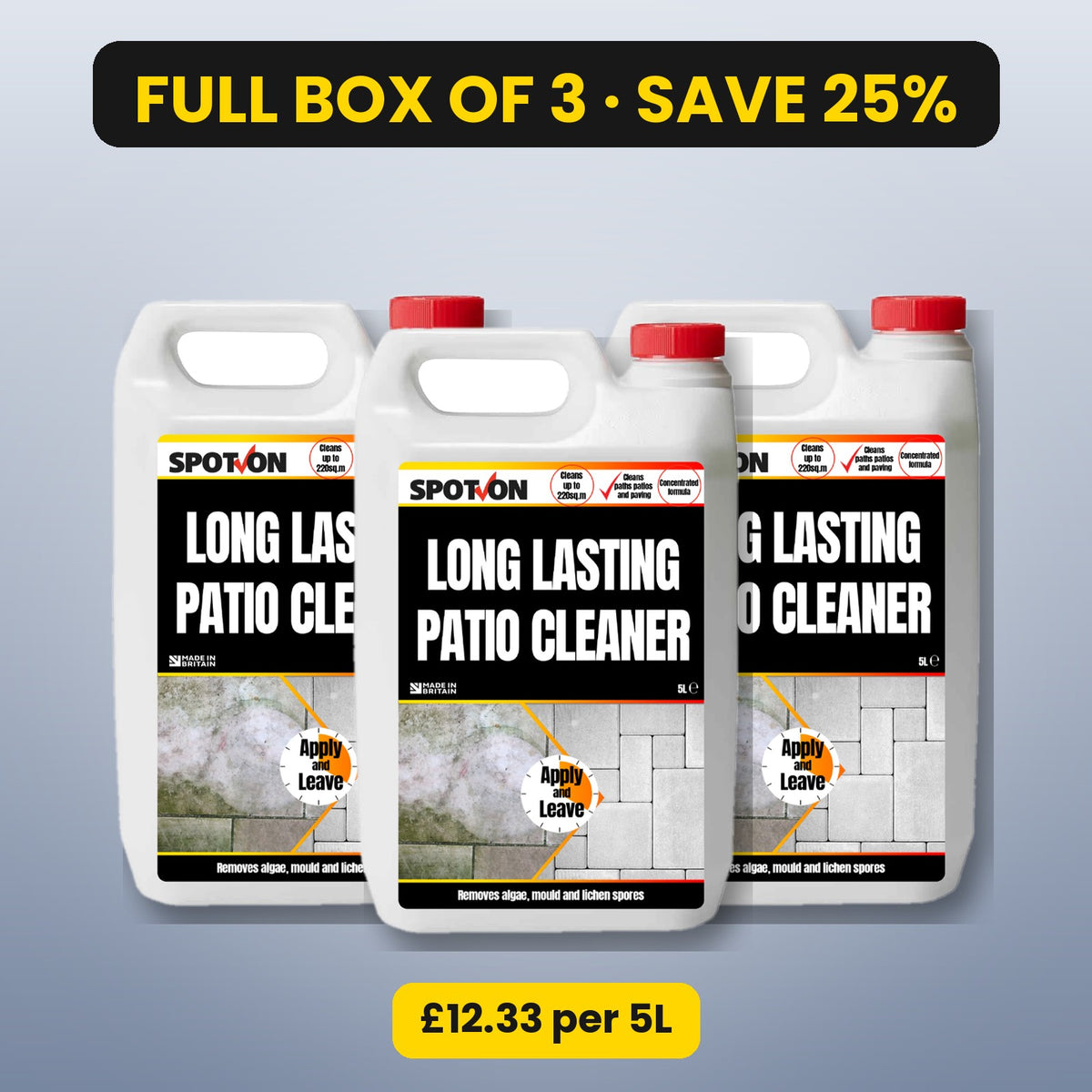SPOT-ON Long Lasting Patio Cleaner 5L – box of 3, save 25%