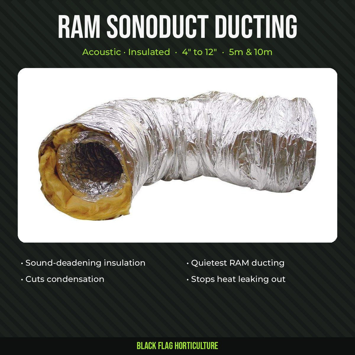 RAM Sonoduct acoustic insulated ducting, 4 to 12 inch, 5m and 10m