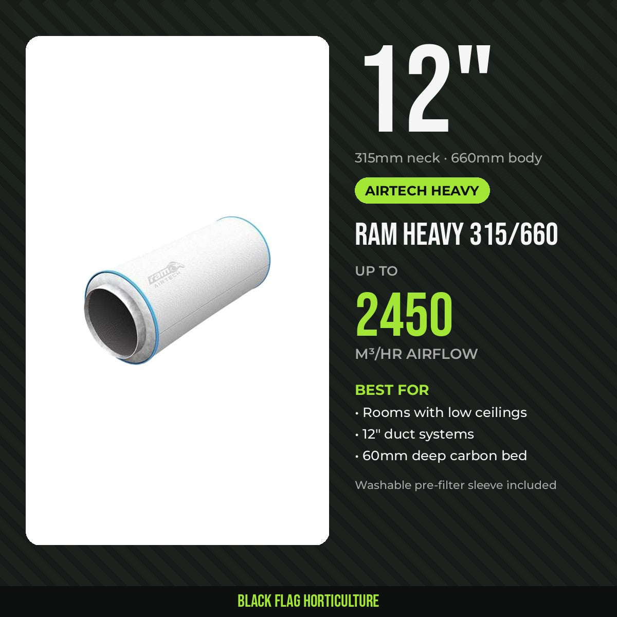 RAM AirTECH HEAVY 315/660 12 inch carbon filter, 2450m³/hr