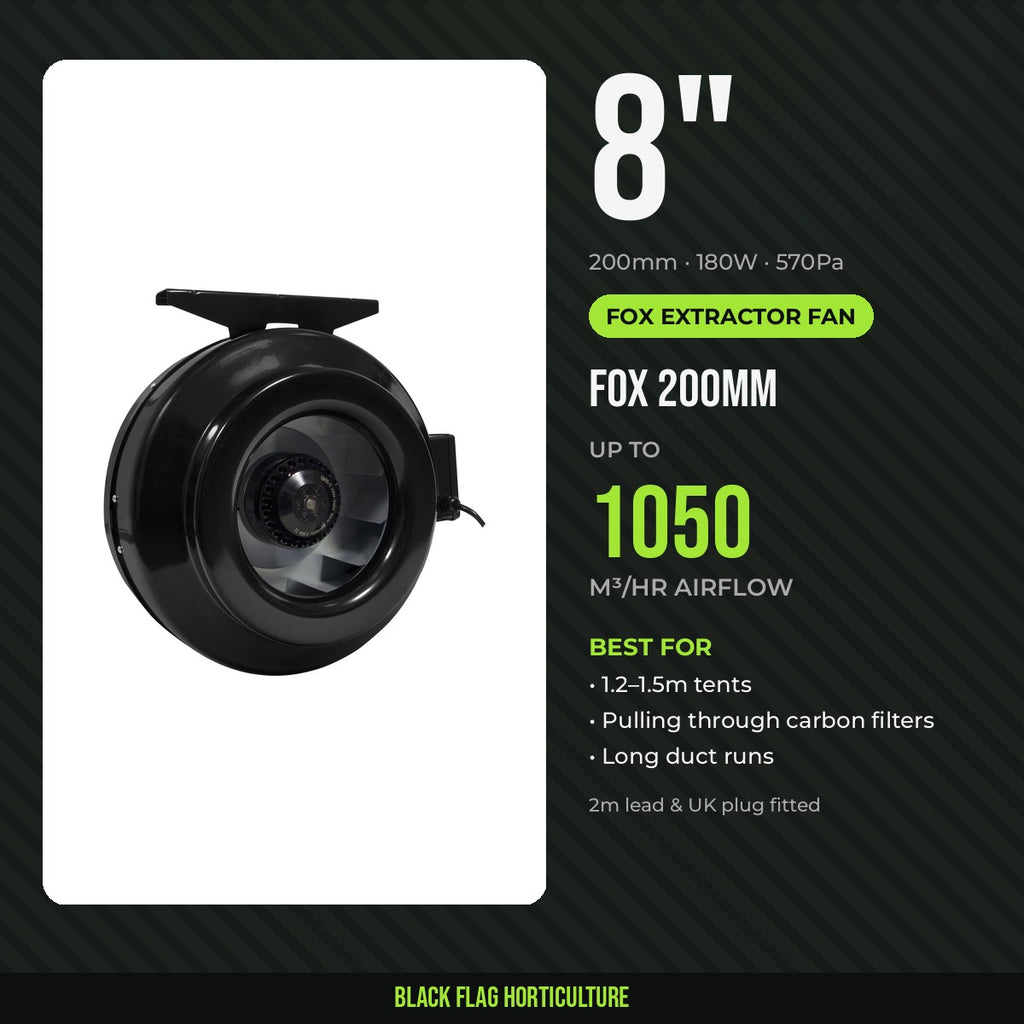 Fox 8 inch 200mm extractor fan, 1050m³/hr