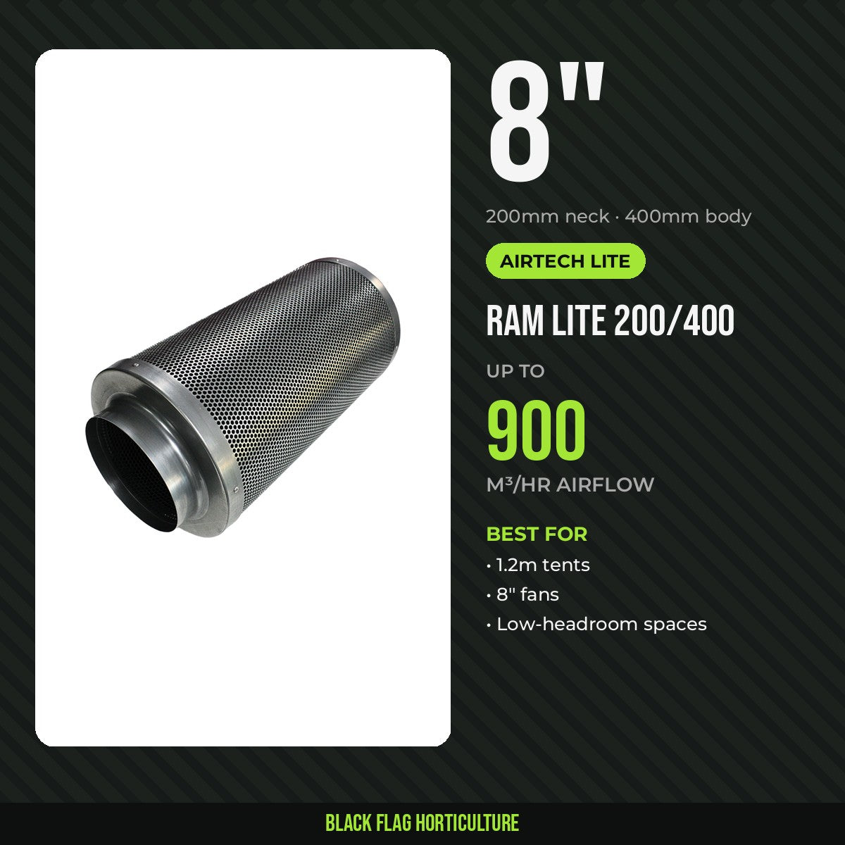 RAM AirTECH LITE 200/400 8 inch carbon filter, 900m³/hr