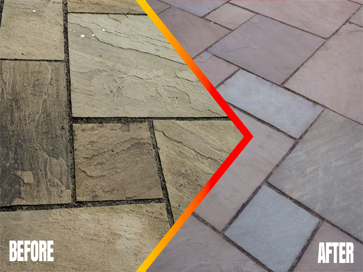 SPOT-ON Long Lasting Patio Cleaner before and after