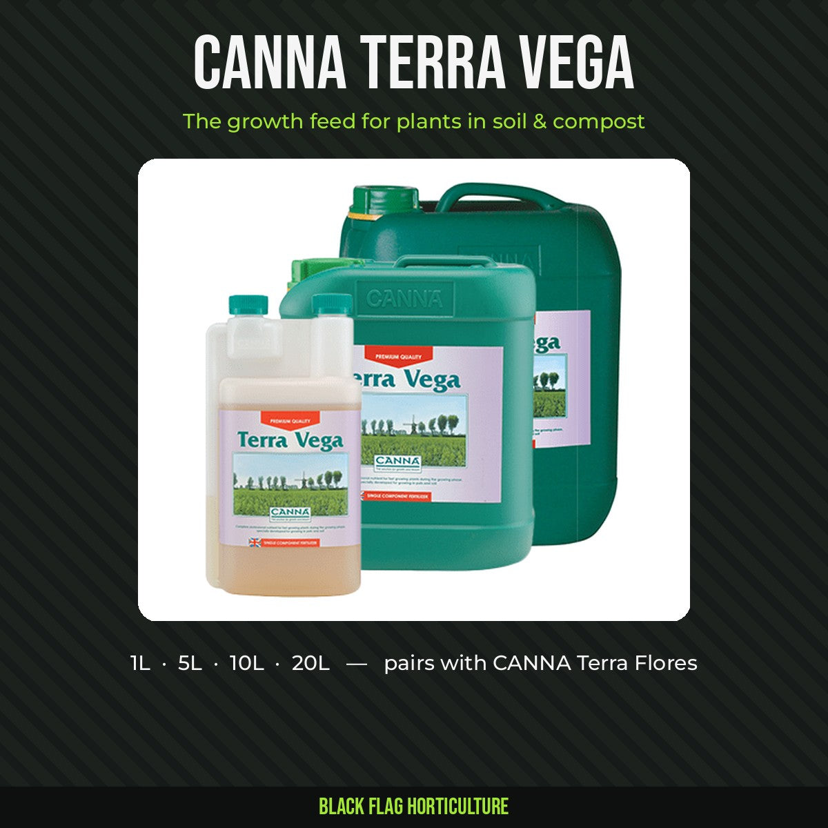 CANNA Terra Vega growth plant food for soil, 1L to 20L