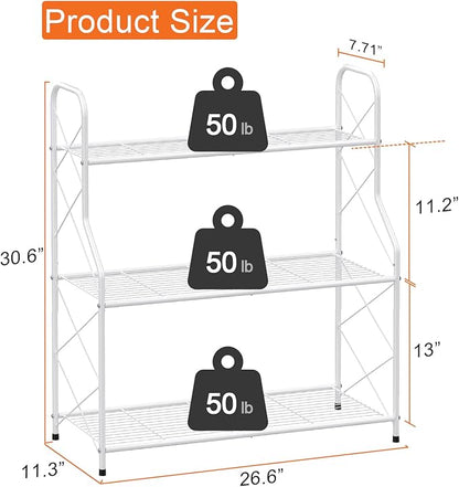 Mutool - 3 Tier Metal Plant Stand, Ladder Shelf for Outdoor Indoor Plant, Corner Plant Shelf Ladder Planter for Garden Balcony & Patio, White