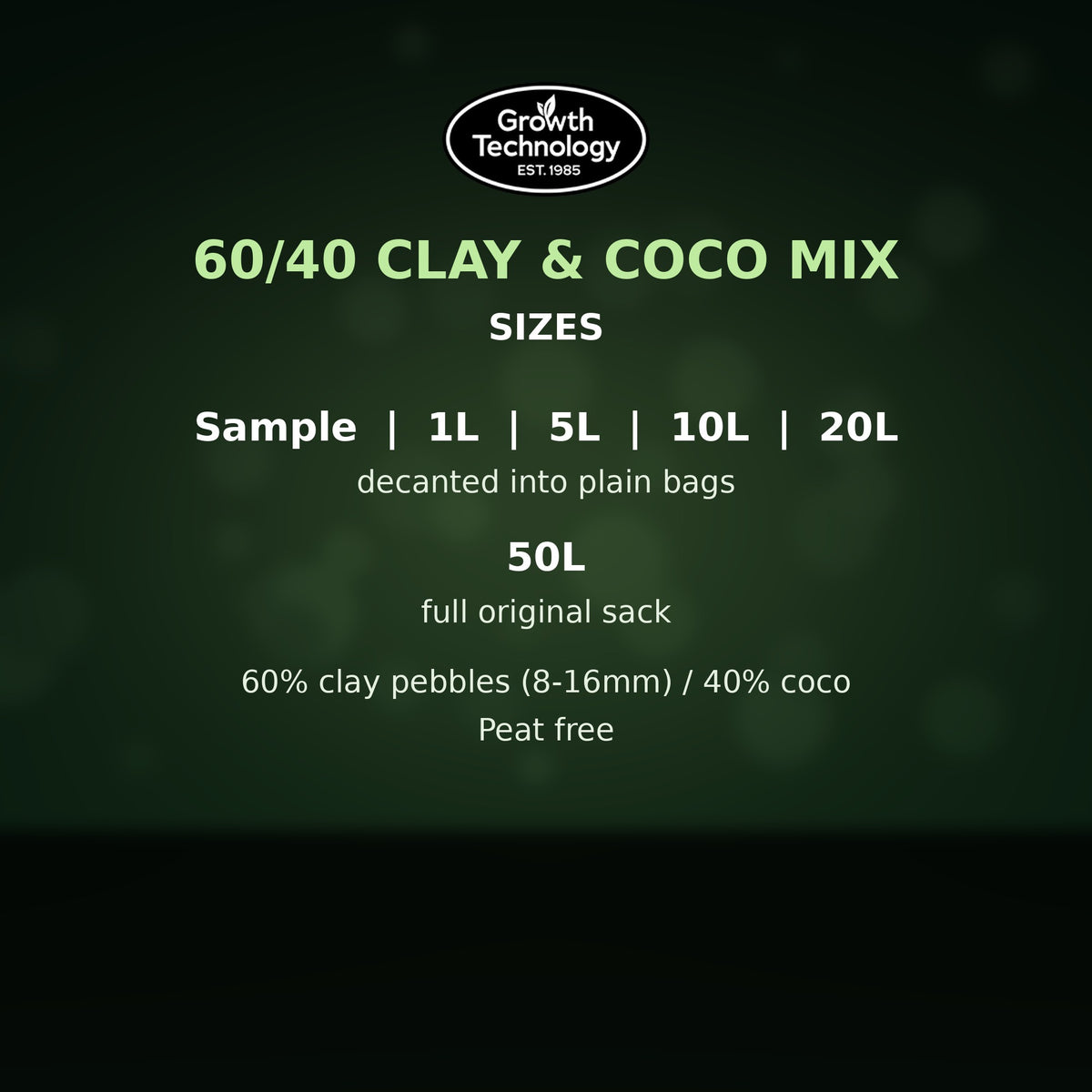 60/40 mix sizes from sample to 50 litres