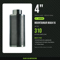 MountainAir MA0416 4 inch carbon filter, 100x400mm, 310m³/hr