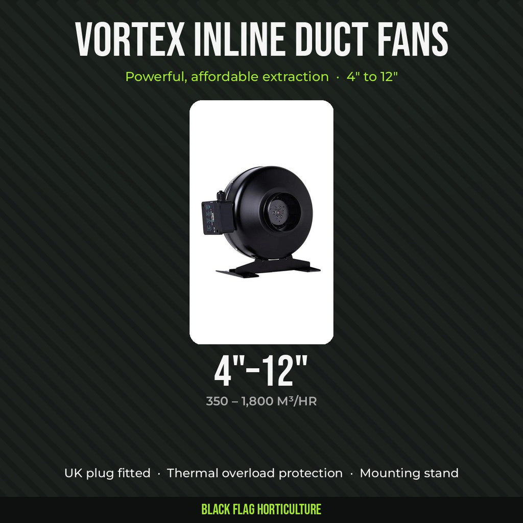 Vortex inline duct fans, 4 to 12 inch