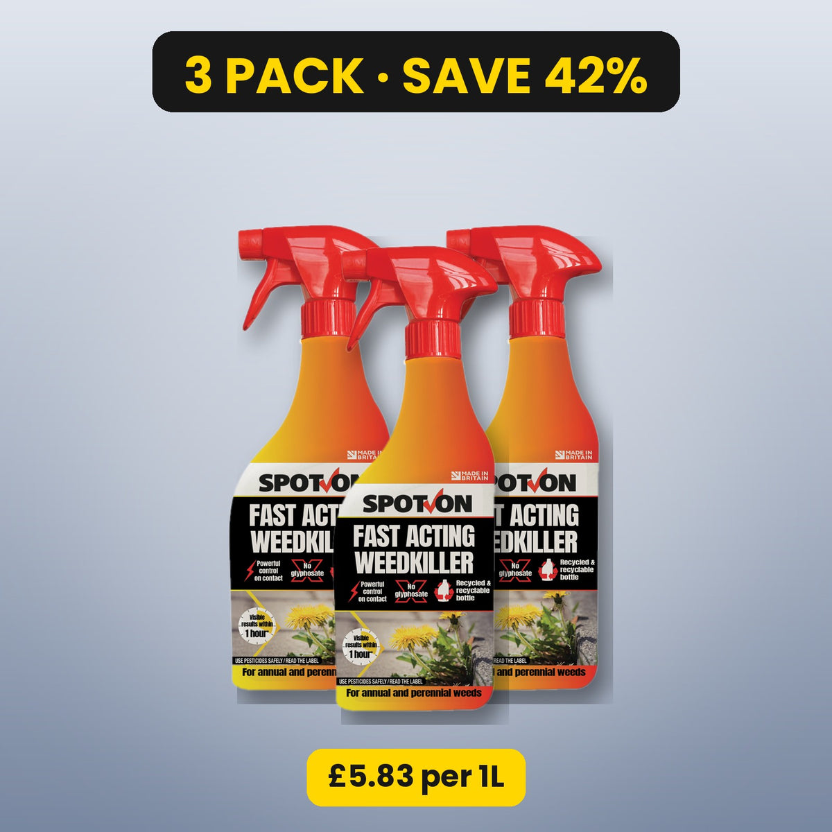SPOT-ON Fast Acting Weedkiller 1L – 3 pack, save 42%