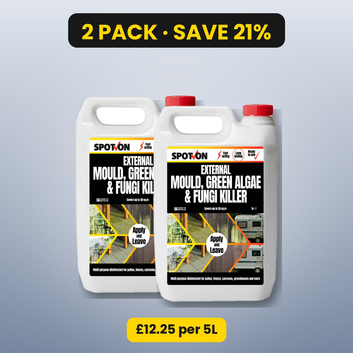 SPOT-ON Mould, Algae & Fungi Killer 5L – 2 pack, save 21%