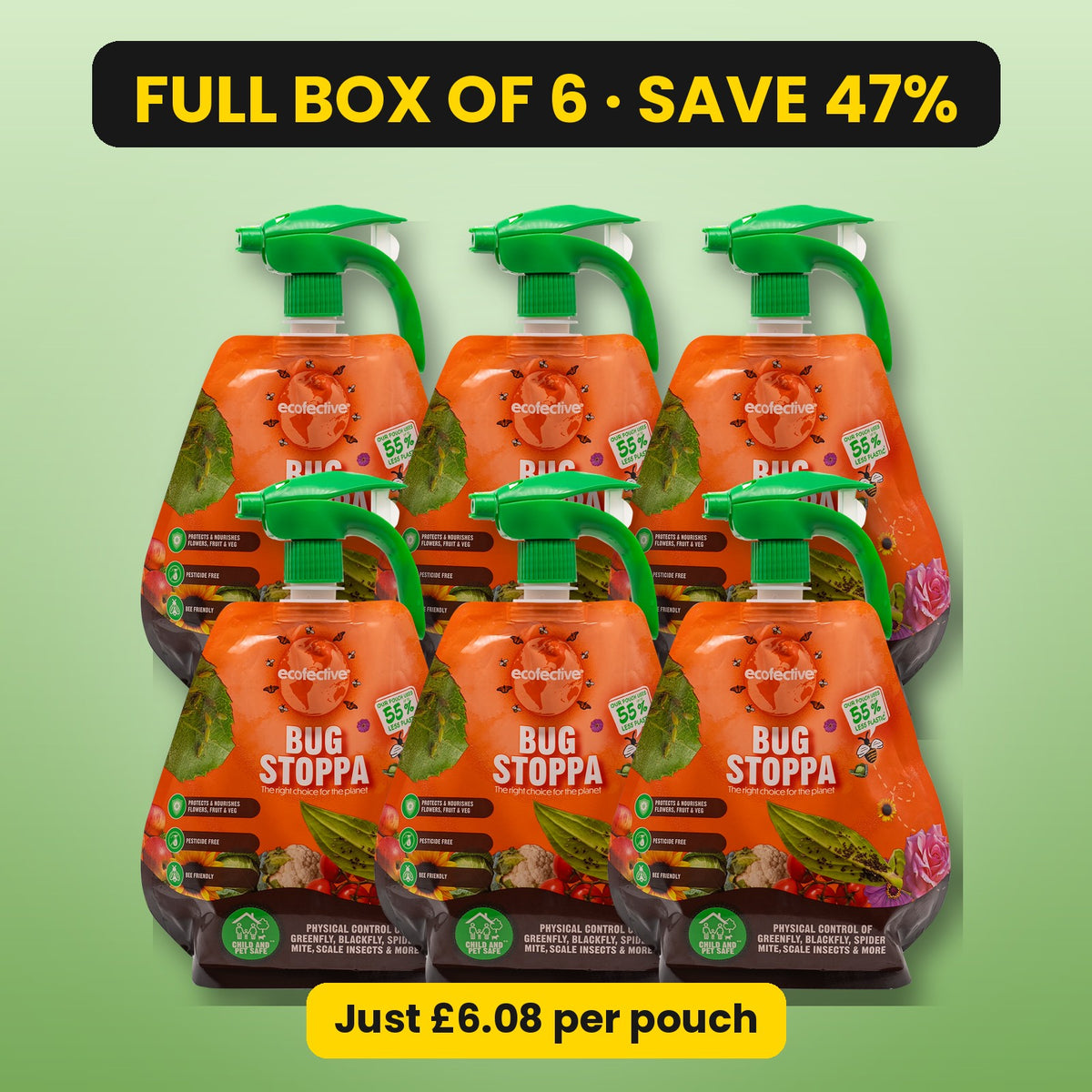ecofective Bug Stoppa 1L spray – full box of 6, save 47%