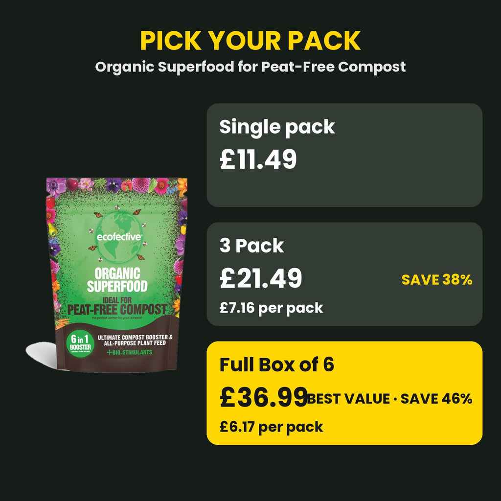 Peat-free compost booster price guide – single vs 3 pack vs box of 6
