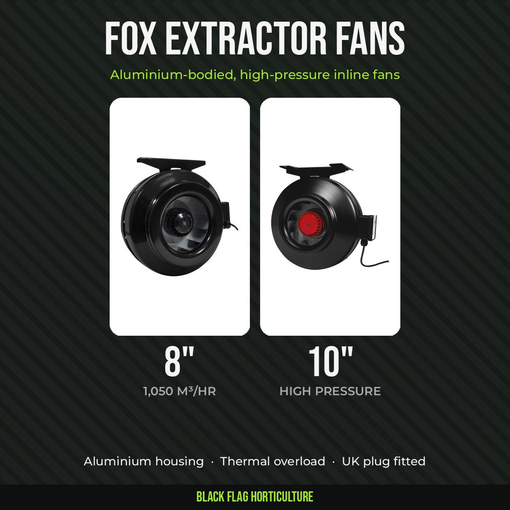 Fox inline extractor fans, 8 and 10 inch