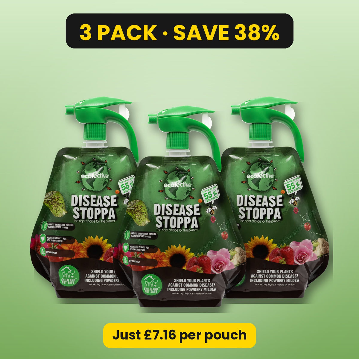 ecofective Disease Stoppa 1L spray – 3 pack, save 38%