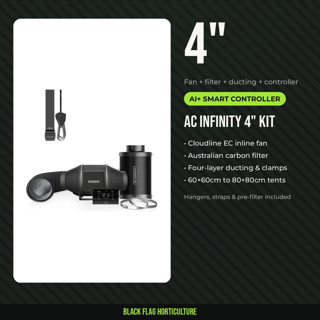 AC Infinity 4 inch air filtration kit with AI+ controller