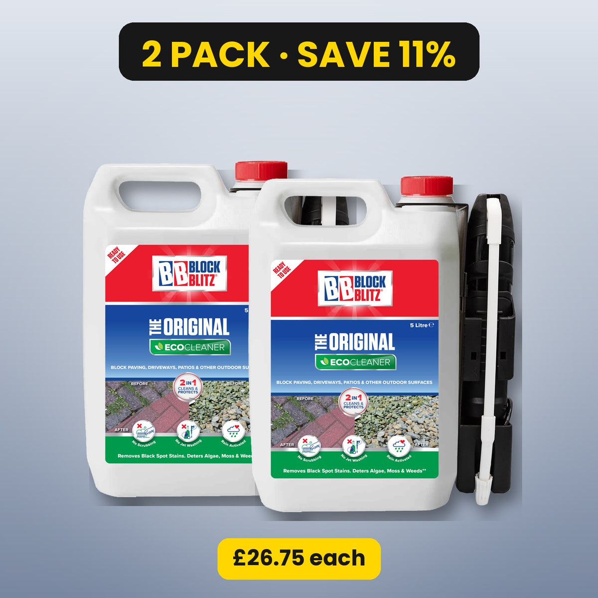 Block Blitz Eco Cleaner with electric sprayer – 2 pack, save 11%