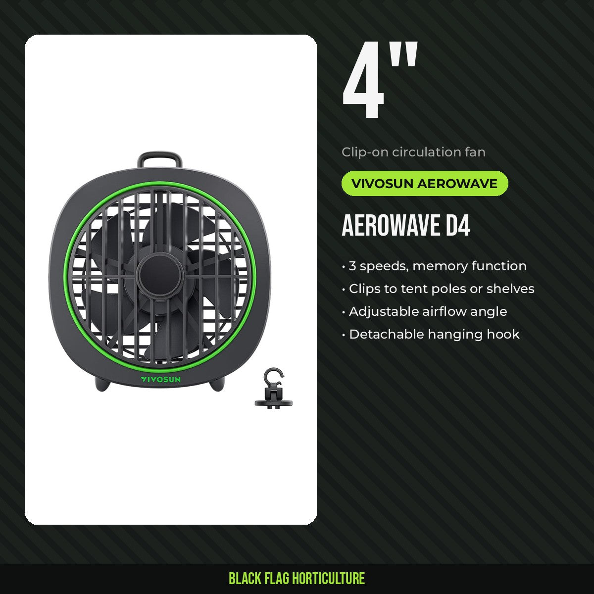 VivoSun AeroWave D4 4 inch clip fan