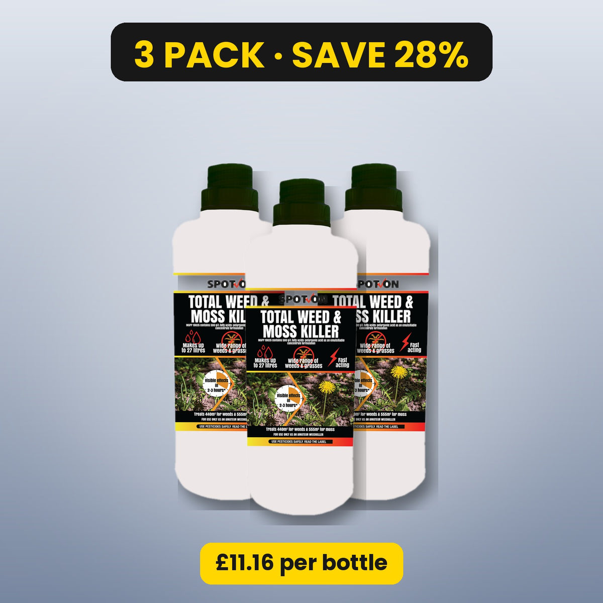 SPOT-ON Total Weed & Moss Killer – 3 pack, save 28%