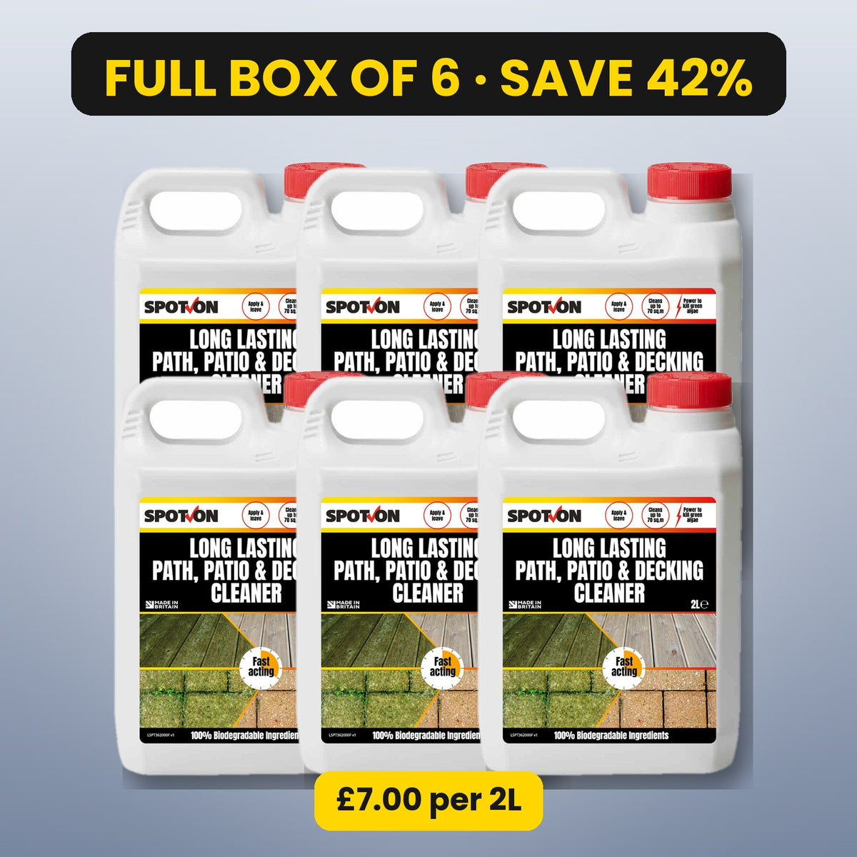 SPOT-ON Path, Patio & Decking Cleaner – box of 6, save 42%