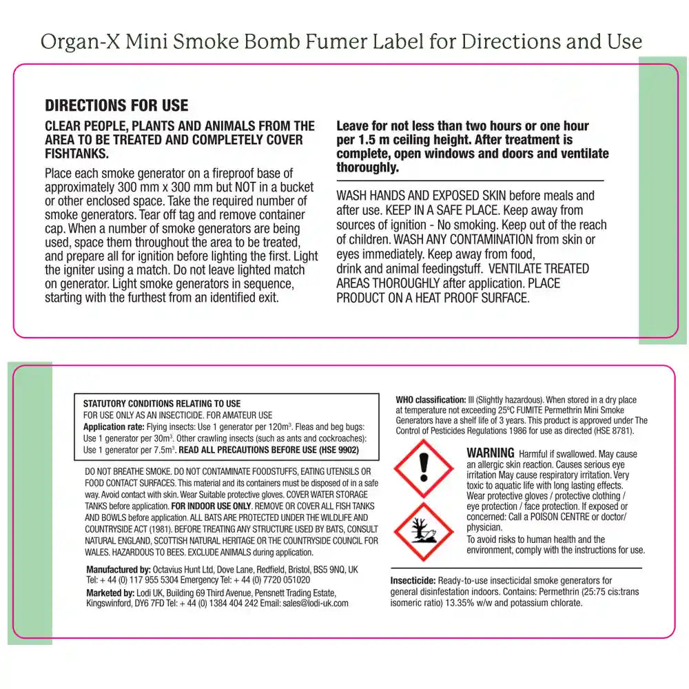Organ-X - Red Mite & Insect Killer - Mini Smoke Bomb (Spider Mite)
