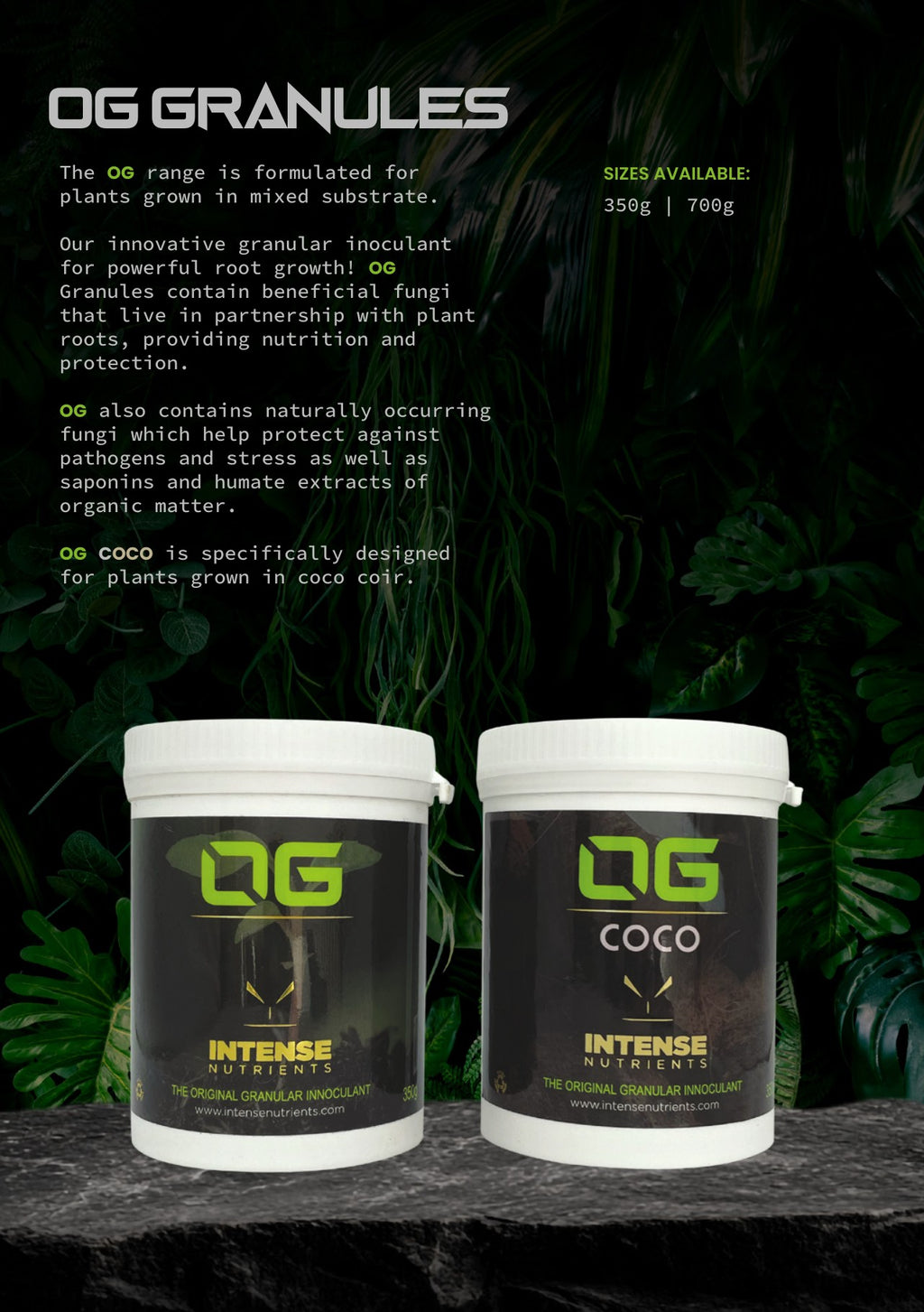 Intense Nutrients OG Granules brochure page