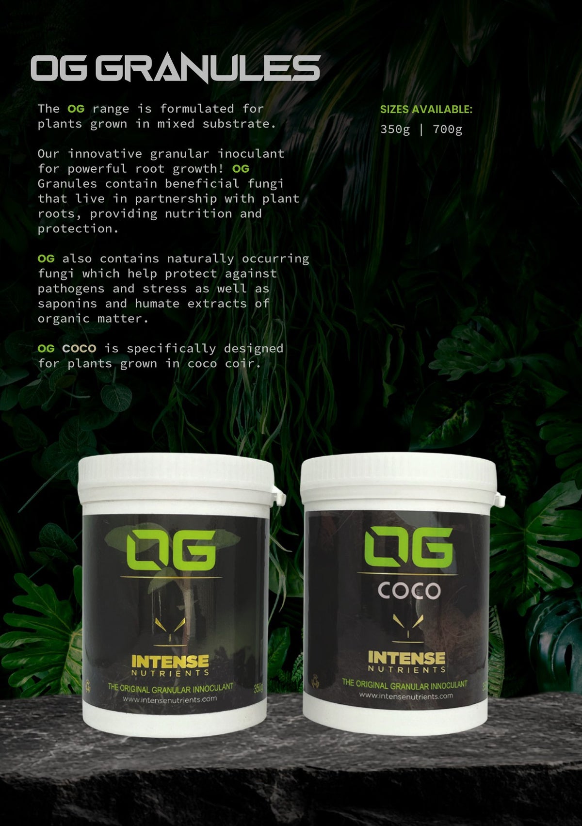 Intense Nutrients OG Granules brochure page