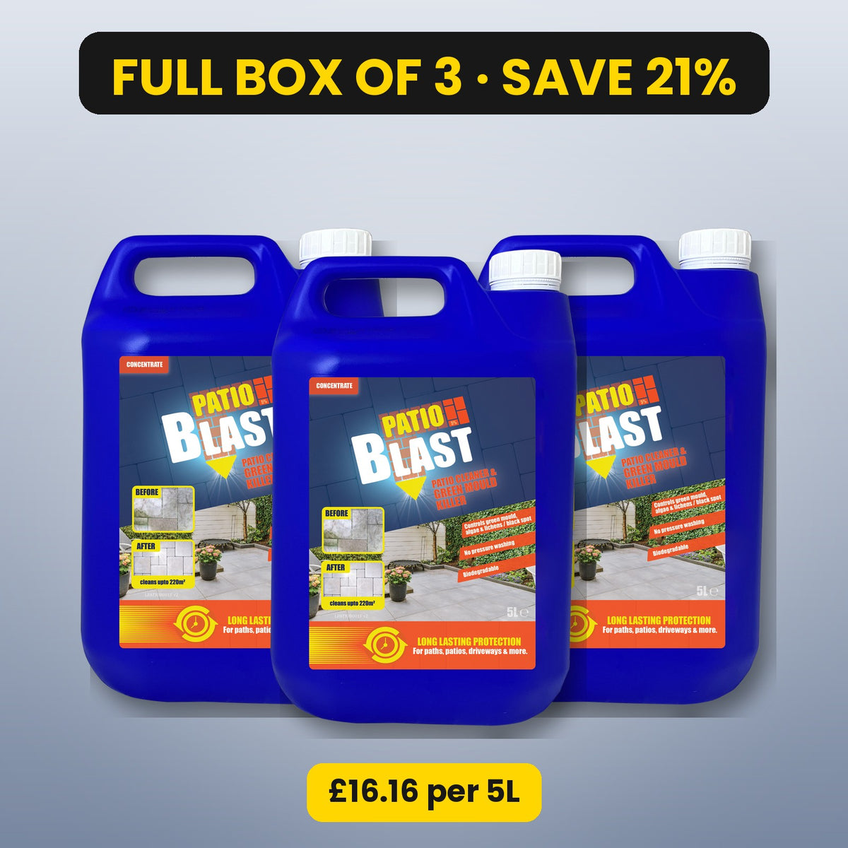 Patio Blast 5L – full box of 3, save 21%