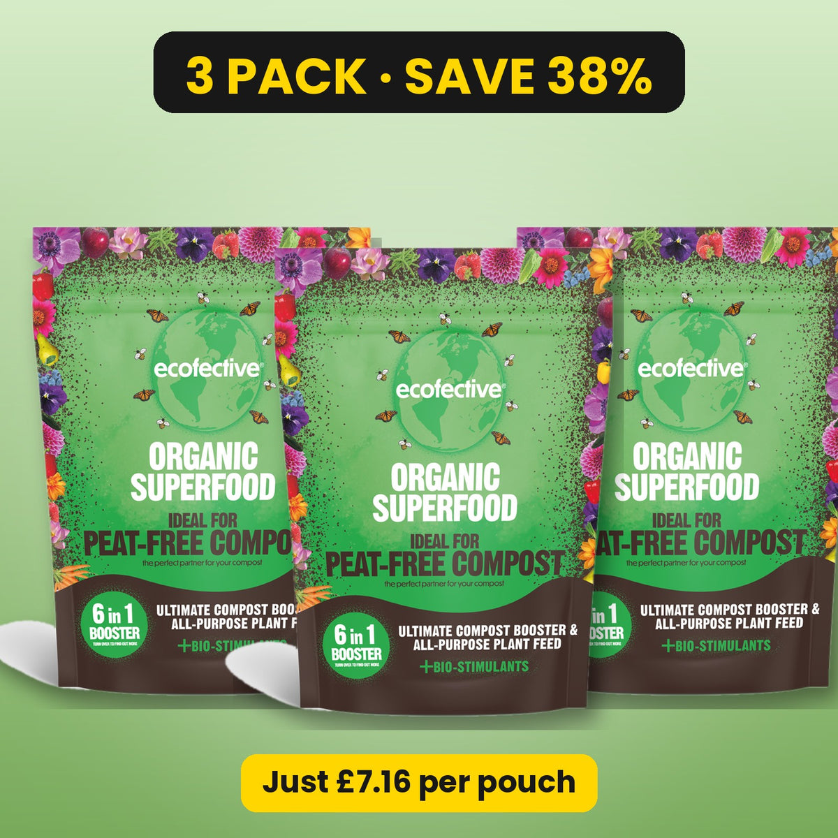 Organic Superfood peat-free compost booster – 3 pack, save 38%