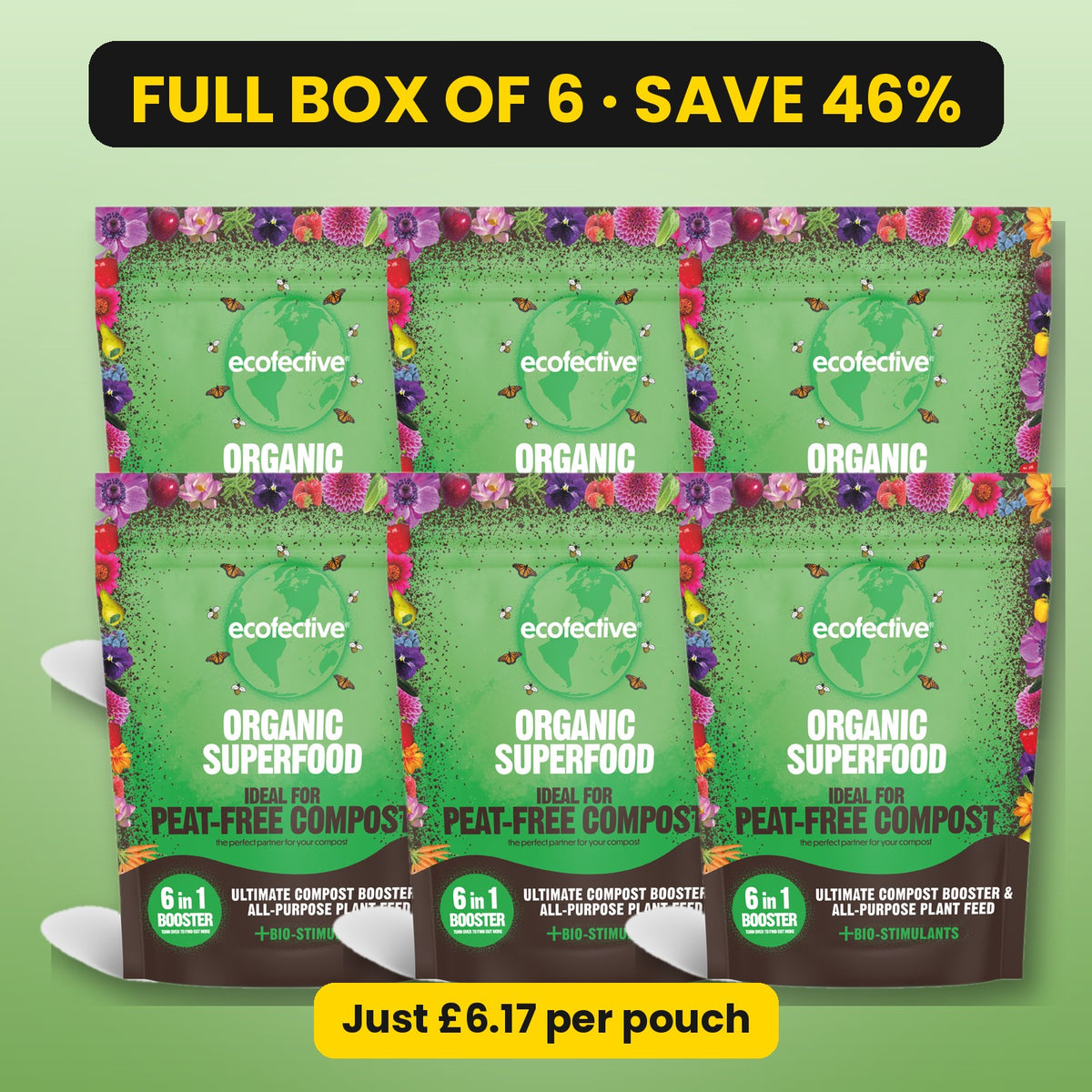 Organic Superfood peat-free compost booster – full box of 6, save 46%