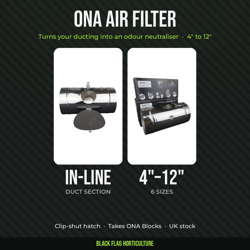 ONA Air Filter in-line duct odour neutraliser, 4 to 12 inch