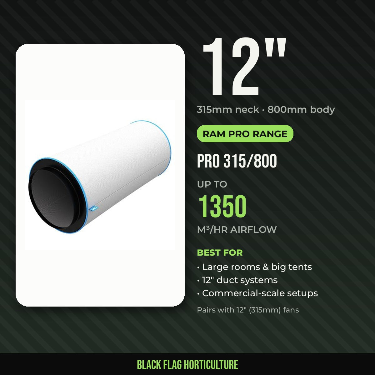 RAM Pro 315/800 12 inch carbon filter, 1350m³/hr