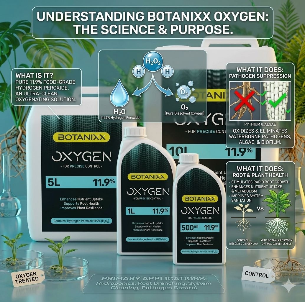 11.9% Hydrogen Peroxide H2O2 - Botanixx Oxygen 1L - Root Rot Treatment